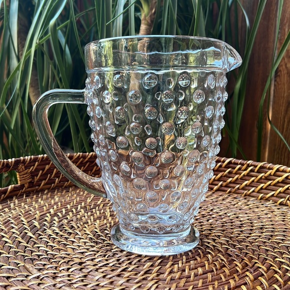 Large 40.5 oz Glass Hobnail Pitcher - Picture 5 of 13